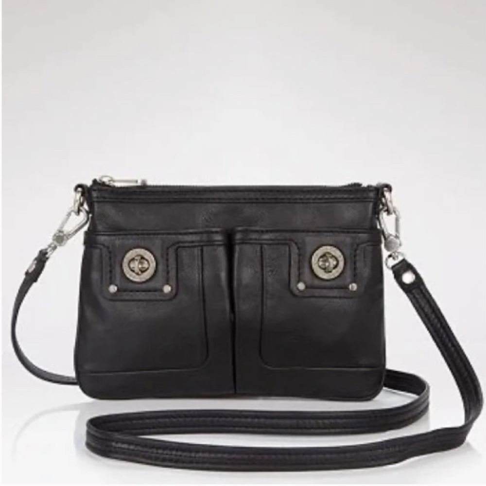 MARC BY MARC JACOBS Black Leather Turnlock Crossbody Bag
